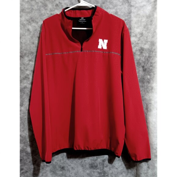 Nebraska Cornhuskers jacket windbreaker Sz L red patterned Colosseum - Picture 1 of 4